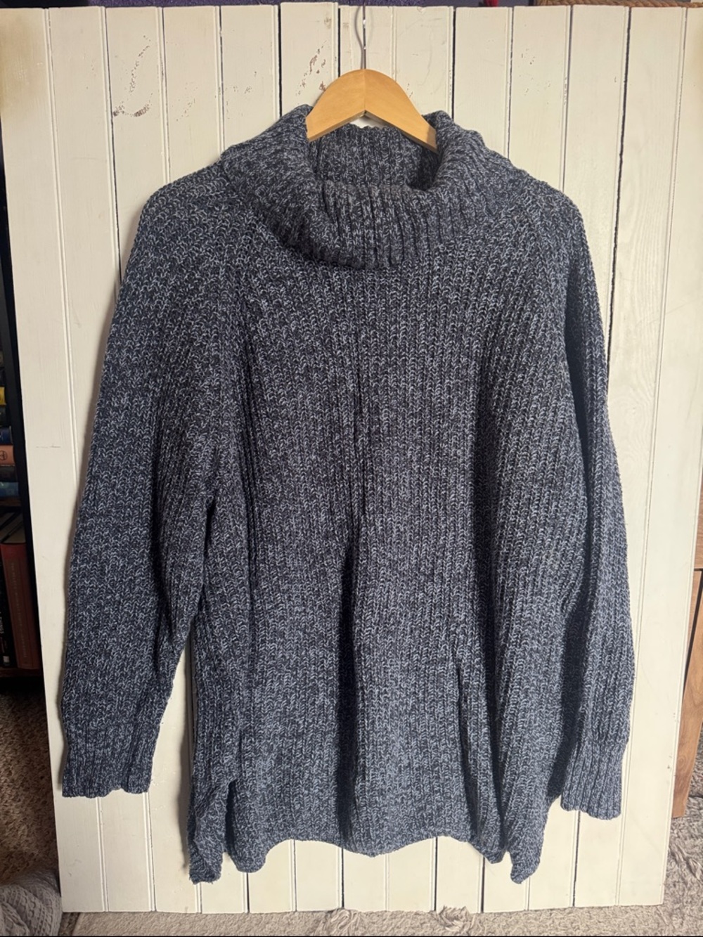 Architect Cowl Neck Sweater Blue Marled Size 3X